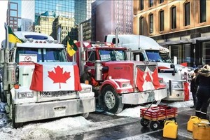 渥太華抗議現場。（圖：互聯網）
