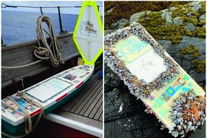 “賴恩激流號”出海前完好無缺(左圖)，經歷一番風浪後船身已所剩無幾(右圖)。（圖源：互聯網）