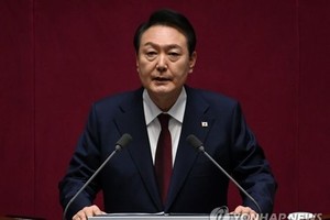 韓國總統尹錫悅25日在國會發表“2023 年度預算案施政演說”。（圖：韓聯社）