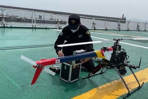 海警巡邏艦配備的高性能無人機。（圖：互聯網）