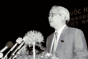 1992年9月23日，武文傑總理在當選總理後發表講話。（資料圖）
