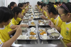 小學生在校園食堂用餐。（示意圖：互聯網）