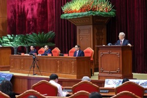 阮富仲總書記會上致辭。（圖：曰鐘）