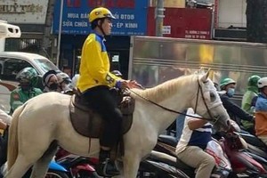 在市中心骑马逛街者被处罚