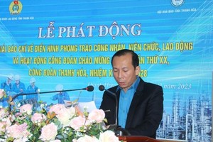 清化省劳动联团主席武孟山在会上致辞。（图：郭游）