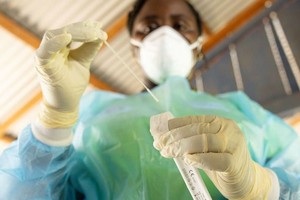 苏里南的一名卫生工作者正准备进行新冠病毒快速检测。（图：WHO）