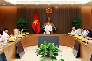 政府副总理黎明概（中）主持会议并发表讲话。（图：秀娟）