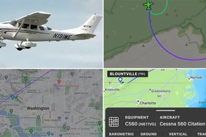 当地时间4日，战斗机追逐一架侵犯华盛顿特区领空的轻型飞机。（图：互联网）