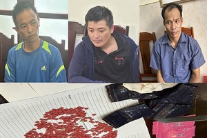 上图左起依次为黎廷进、陈仲卿及梁文壬；下图为毒品证物。（图：警方提供）