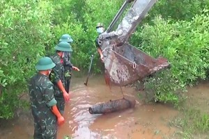 工兵部队在同塔省正处理并收集战后遗留的炸弹。（图：红玻）