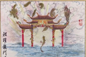 蔡忠书画作品欣赏——鲤鱼跃龙门风水起