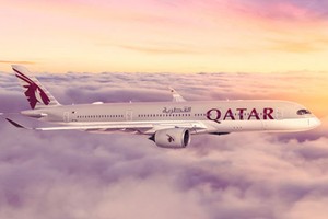 卡塔尔航空公司的一架客机在空中飞翔。（图：互联网）