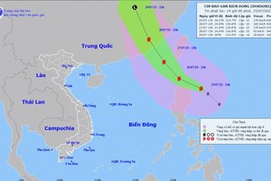 台风“杜苏芮”的移动方向。（图：国家水文气象预报中心）