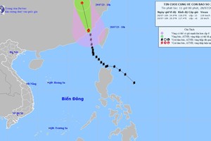 2号台风的移动方向。（图：国家水文气象预报中心）