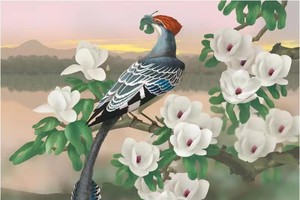 热河鸟的生态环境复原图。