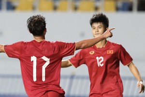 越南U23球员庆祝进球。（图源：互联网）