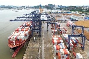 丐麟国际集装箱港一隅。（图：越通社）