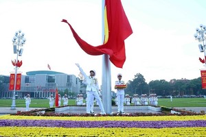 庆祝越南国庆78周年升旗仪式。（图：光中）