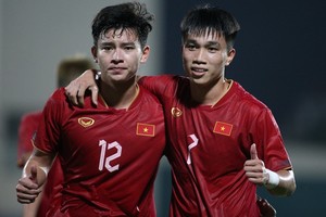 越南U23球员庆祝进球。（图源：互联网）