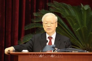 党中央总书记阮富仲在会上发表重要讲话。（图：越通社）