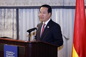 国家主席武文赏在美国对外关系委员会总部举行的政策交流会上发表讲话。（图：越通社）