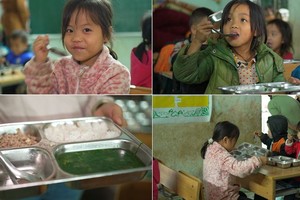 “百万份有肉的饭菜”计划已来到了河江省龙蓬村的孩子们身边。