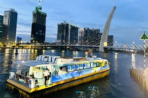 搭双层客船夜游西贡河