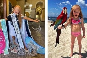 美国一名7岁女童拥有让人难以置信的六块腹肌。（图：互联网）