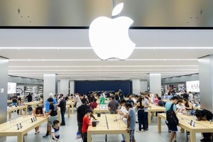 顾客在纽约一家苹果专卖店选购商品。（图：新华社）