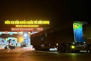 大货车在友谊关国际口岸来回穿梭。（图：阮坚）