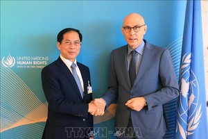 越南外交部长裴青山与联合国人权事务高级专员沃尔克·图尔克（Volker Turk）。（图：越通社）