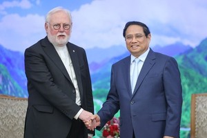 范明政总理接见梵蒂冈教廷国务卿、红衣主教彼得罗‧帕罗林。（图：VGP）