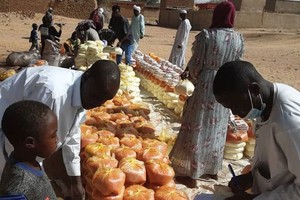 世界粮食计划署及其合作伙伴”世界救济组织“在达尔富尔西部提供紧急食品供应。（图：联合国）