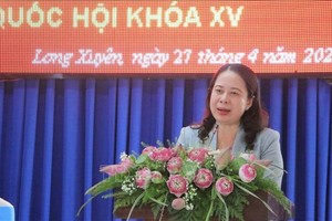 国家代主席武氏映春与选民接触时发言。（图：越通社）