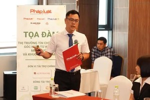 市法律大学商业法律系的《土地-环境法》系主任武忠信博士在座谈会上发言。（图：诚钟）