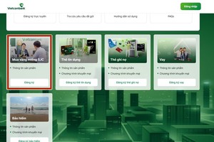 Vietcombank 推出网上预订黄金服务。（图：网站截图）
