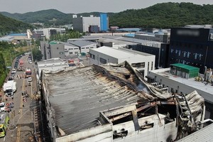 图为韩国电池厂火灾事故发生现场。（图：越通社）