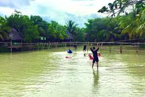 在绿色空间玩乐。