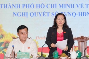 市人民议会主席阮氏丽在会上发言。（图：黄雄）