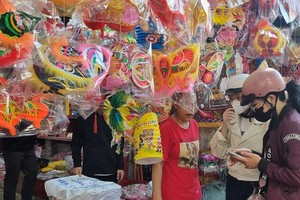 消费者到第五郡海上懒翁街购买花灯。