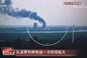 扎波罗热核电站一冷却塔起火