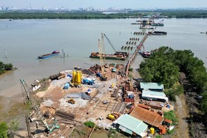 图为本市环市三路仁泽大桥项目施工现场。（图：LDO）