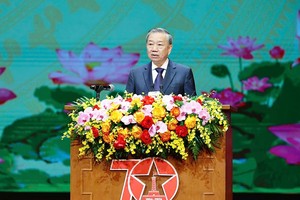 党中央总书记、国家主席苏林在仪式上致辞。（图：曰钟）