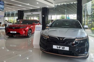 Vinfast电动汽车陈列室一隅。（图：海玉）