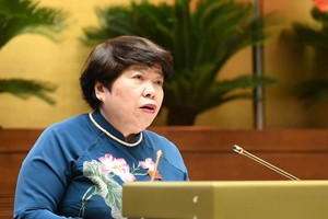 国会社会委员会主任阮翠英在讨论会上发言。（图：曰钟）