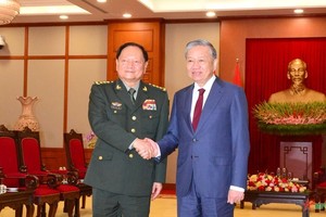 党中央总书记苏林接见中国中央军委副主席张又侠上将。（图：人民军队报）