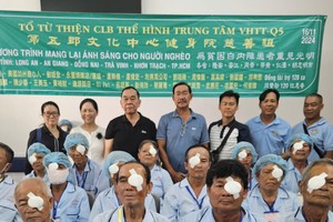 健身院慈善组代表团与完成眼疾手术者合照。