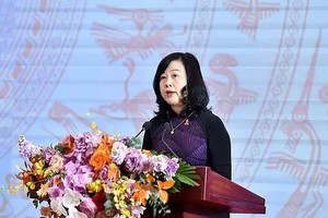 卫生部长陶红兰在会上致辞。（图：VGP）