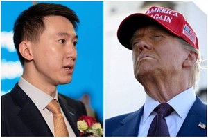 TikTok首席执行官周受资（左）与美国当选总统特朗普。（图：互联网）