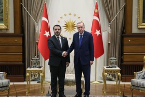 土耳其总统埃尔多安15日在首都安卡拉会见叙利亚过渡政府外交部长阿萨德‧哈桑‧希巴尼。（图：互联网）